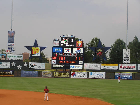 A view of the scoreboard - Joe Davis Stadium